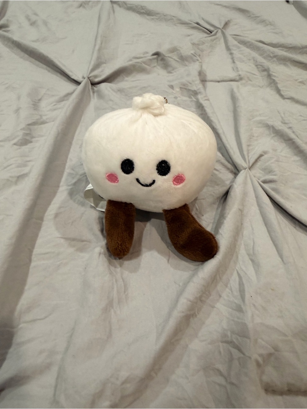 Cute White Garlic Plush Accent Pillow with Brown Legs